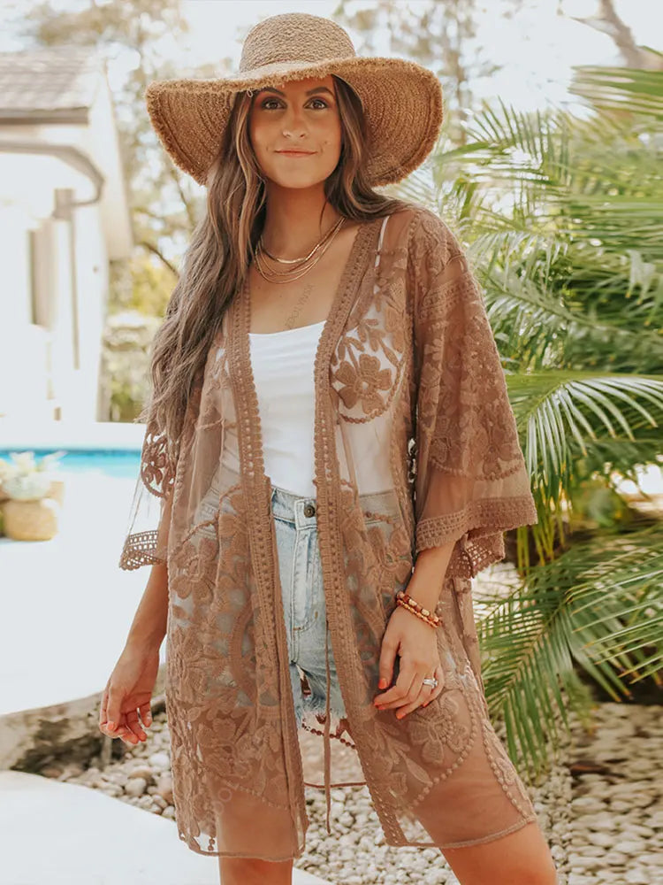 Sexy See-Through Short Kimono