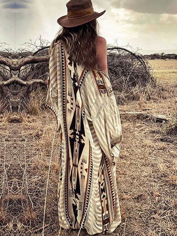 Bohemian Printed Kimono Dress