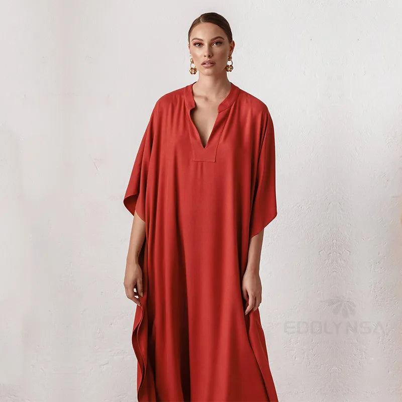 Long Red Plus Size Kaftan